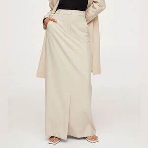 Mango Slit Hem Skirt Maxi in Cream Size 6 Medium M